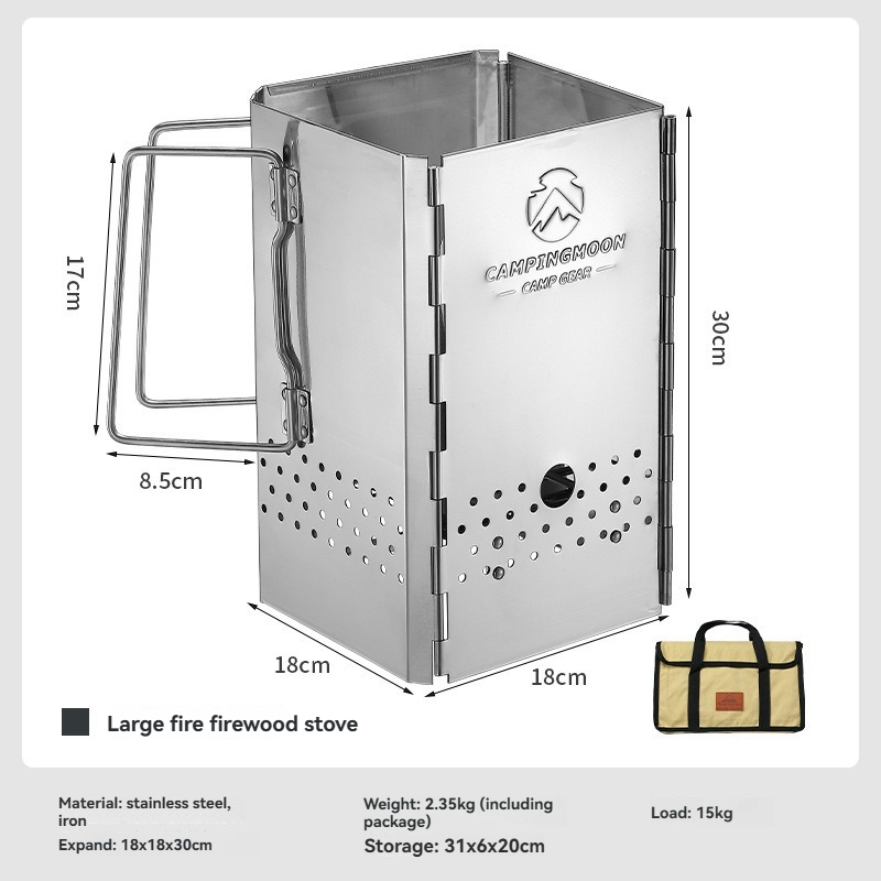 Charcoal Chimney Starter - MT-18 CAMPINGMOON Accenditore portatile pieghevole Stufa