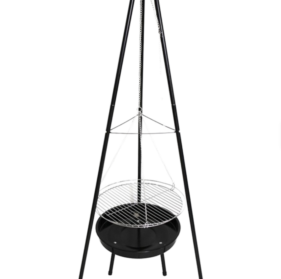 Camping Cooking Tripod - Griglia BBQ a treppiede resistente con