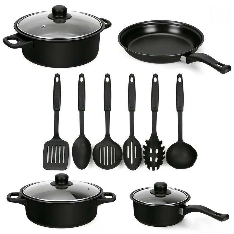 Skillet Cast Iron Camp - Set di pentole antiaderenti da 13
