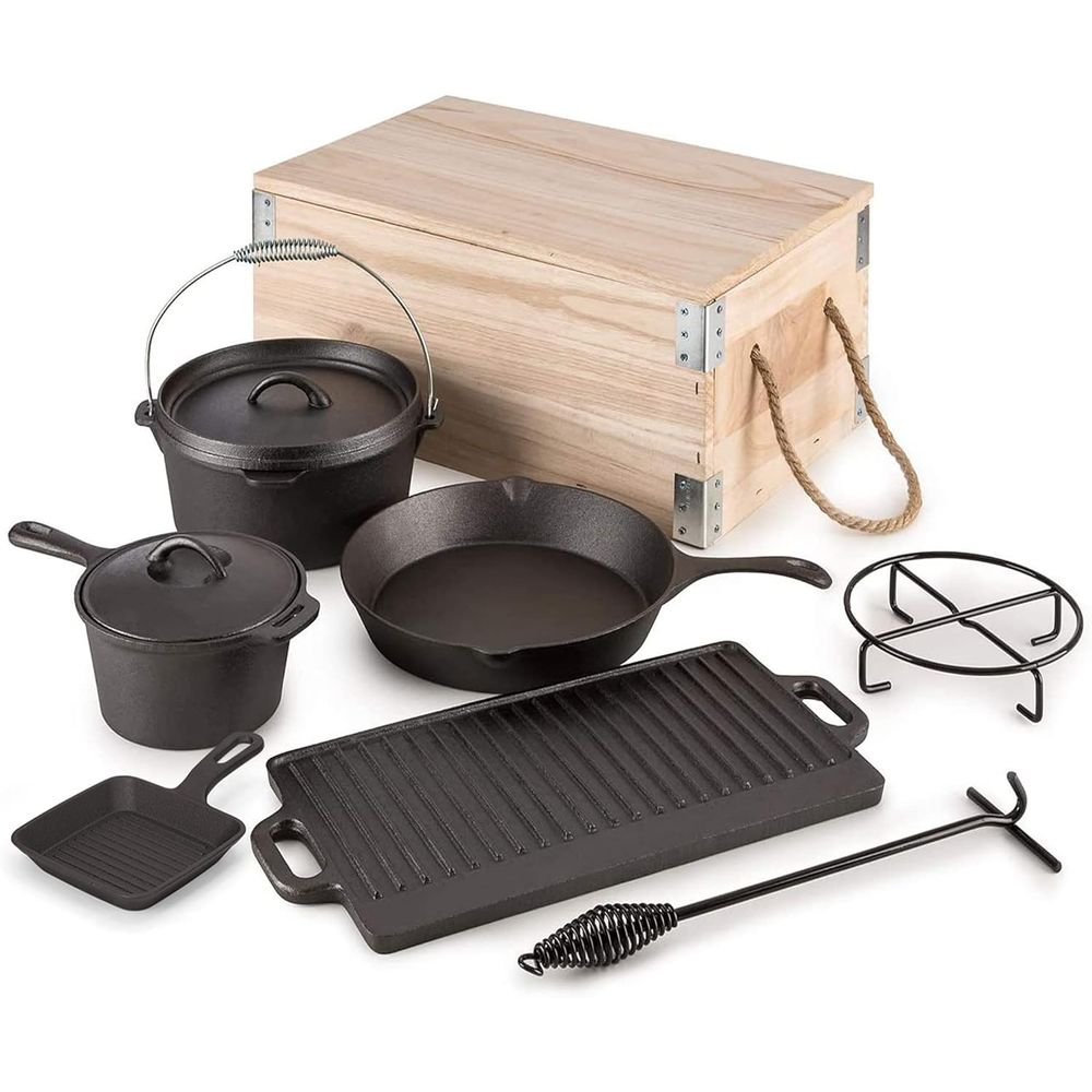 Skillet Cast Iron Camp - Set da Cucina 8 Pezzi in